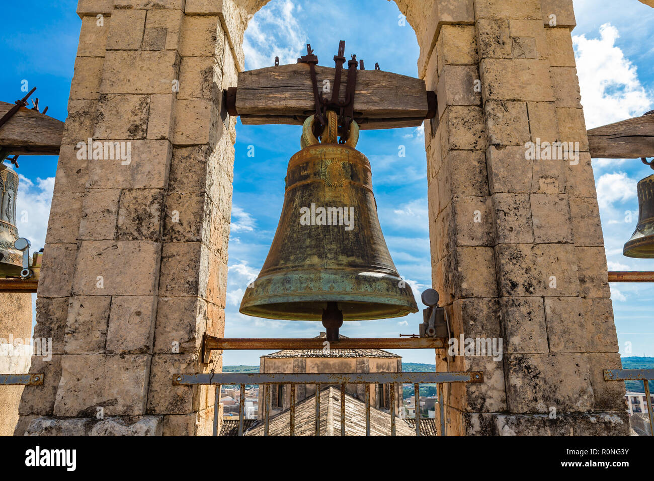 Noto, Italien - 21 September 2018: Bel der Kirche von San Carlo Al Corso Noto, Sizilien, Italien. Stockfoto