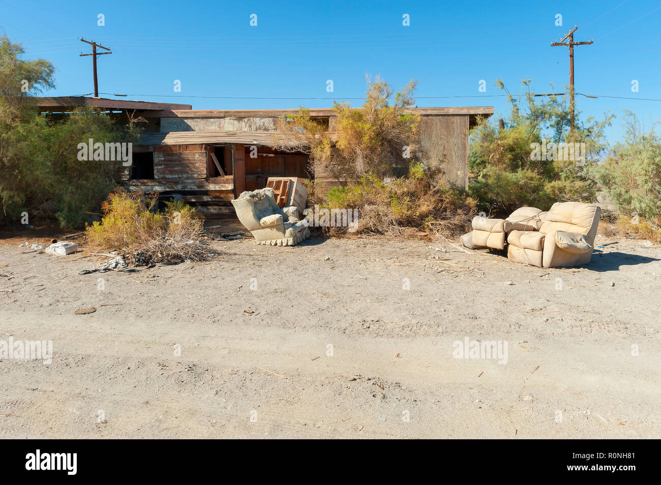 Landschaften im Übergang, Salton Sea Beach, Kalifornien Stockfoto