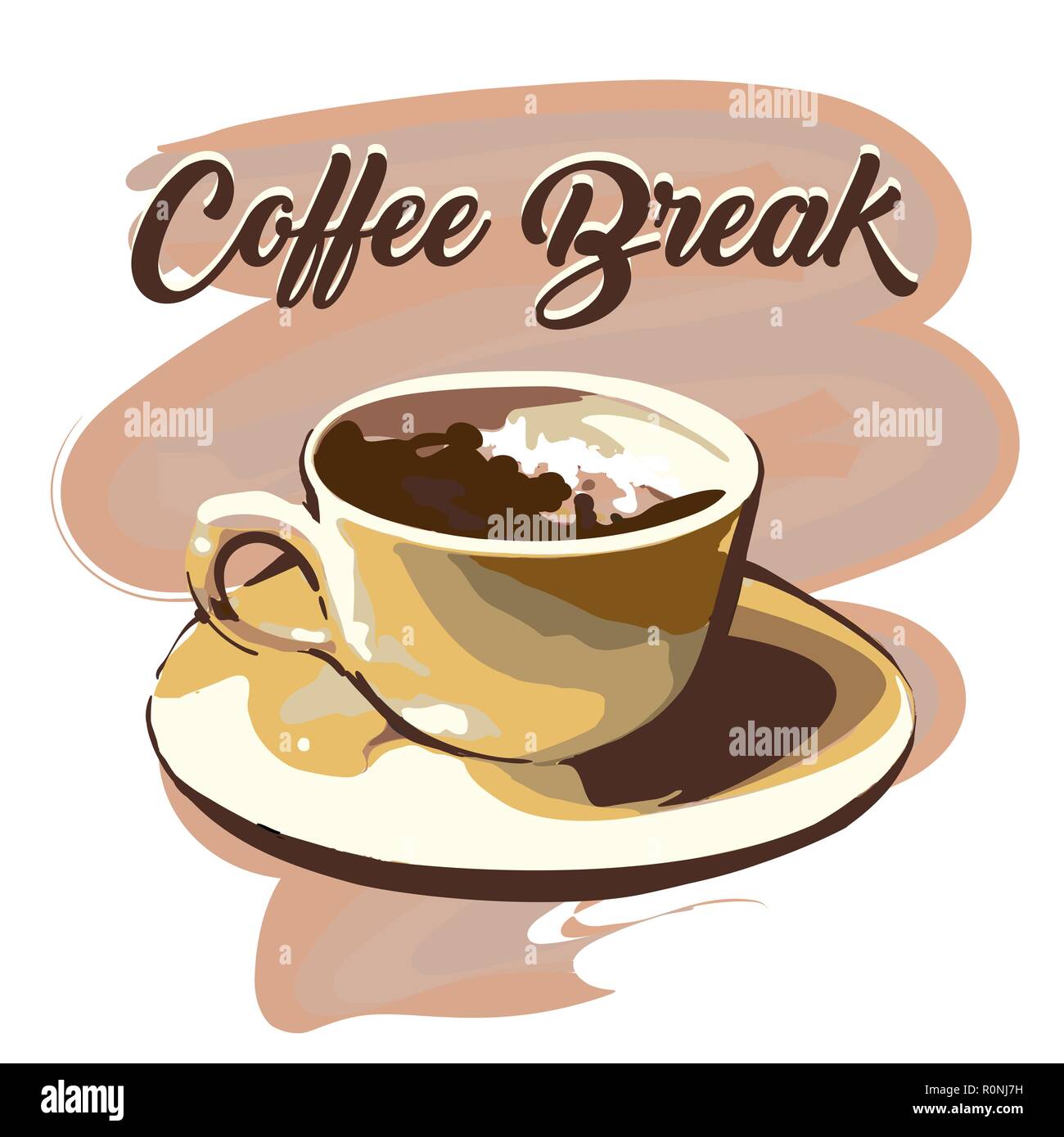 Hand Kaffeepause Grafik gezeichnet. Vector Illustration. Stock Vektor