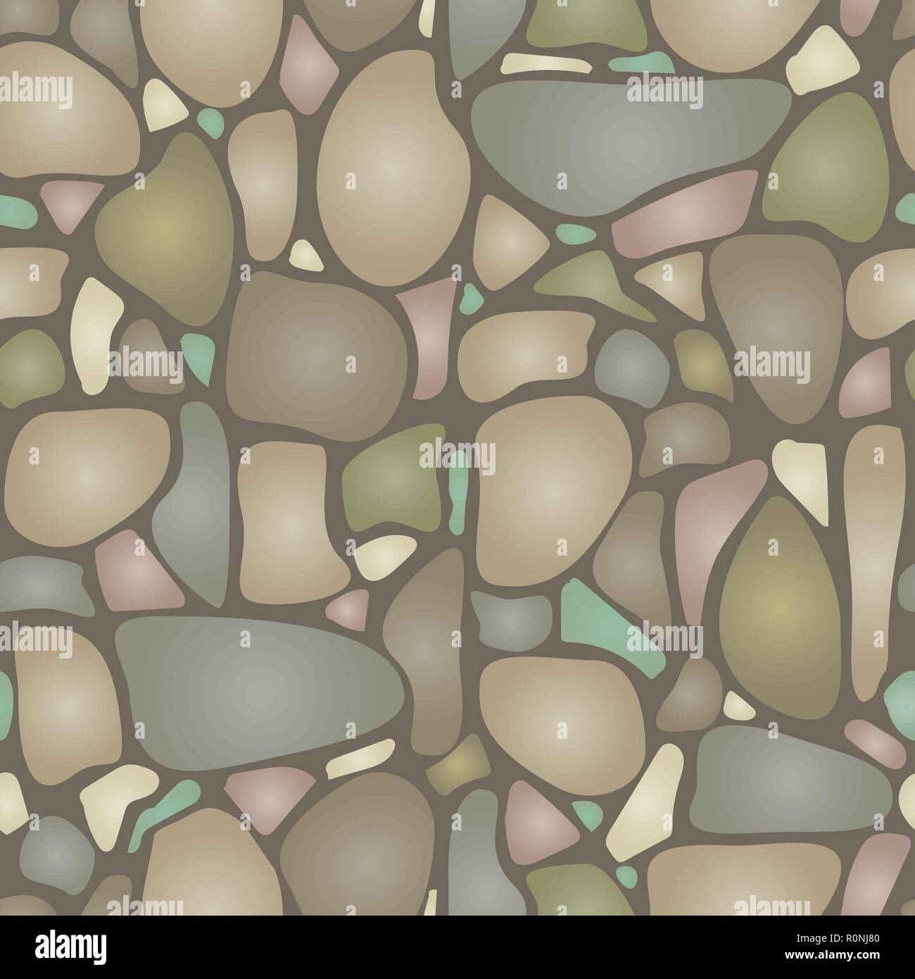 Nahtlose Muster mit Steinen. Nahtlose Hintergrund mit Kieselsteinen. Vector Illustration. Stock Vektor