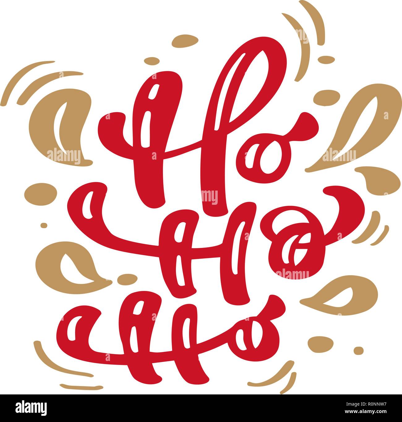 Ho Ho Ho Red Christmas vintage Kalligraphie schrift Vektor Text mit Winter Zeichnung skandinavische Einrichtung gedeihen. Für Kunst, Design, mockup Broschüre Stil, banner Idee Cover, Booklet Drucken Flyer, Plakat Stock Vektor