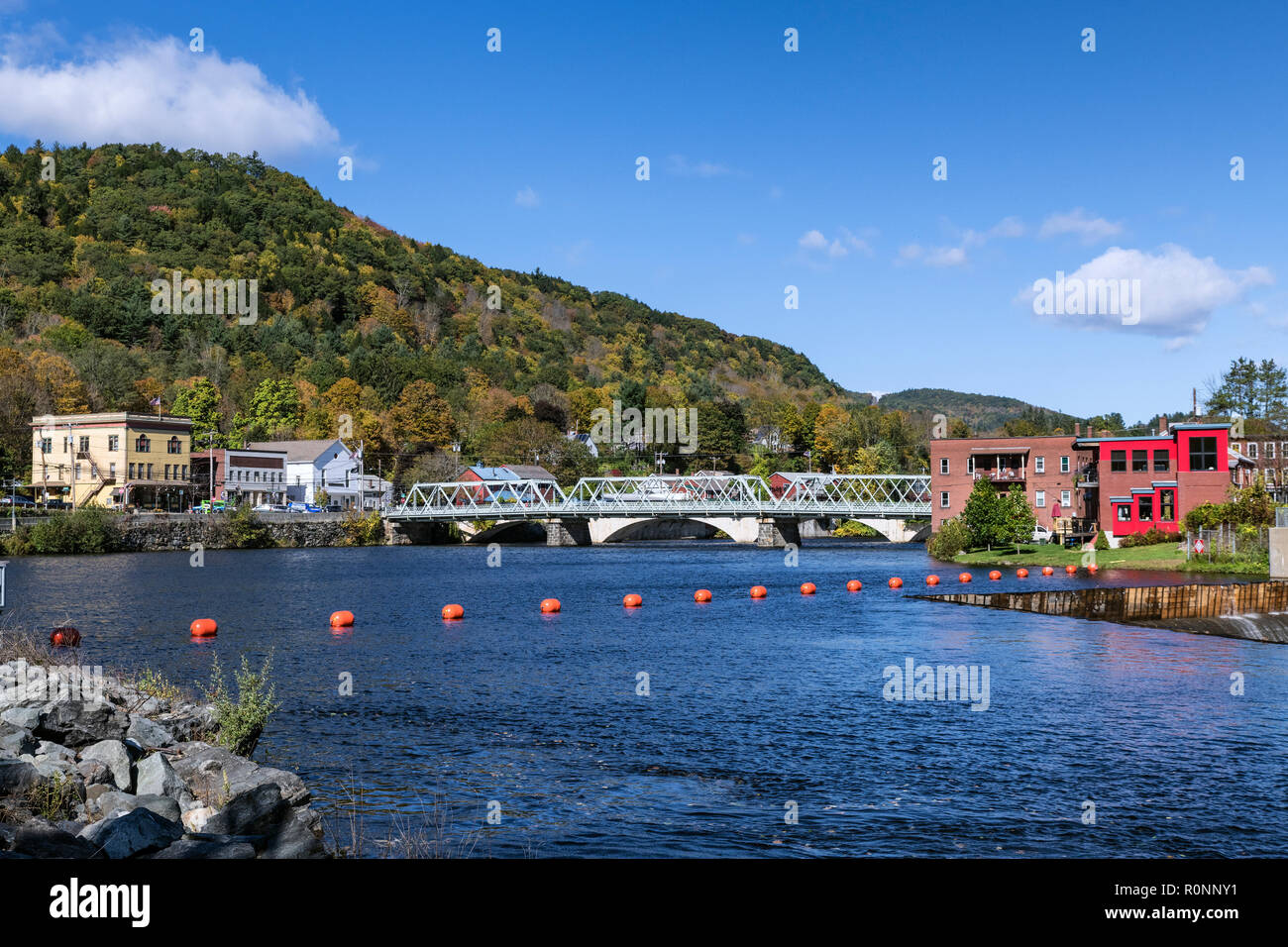 Malerische Stadt Shelburne Falls, Massachusetts, USA. Stockfoto