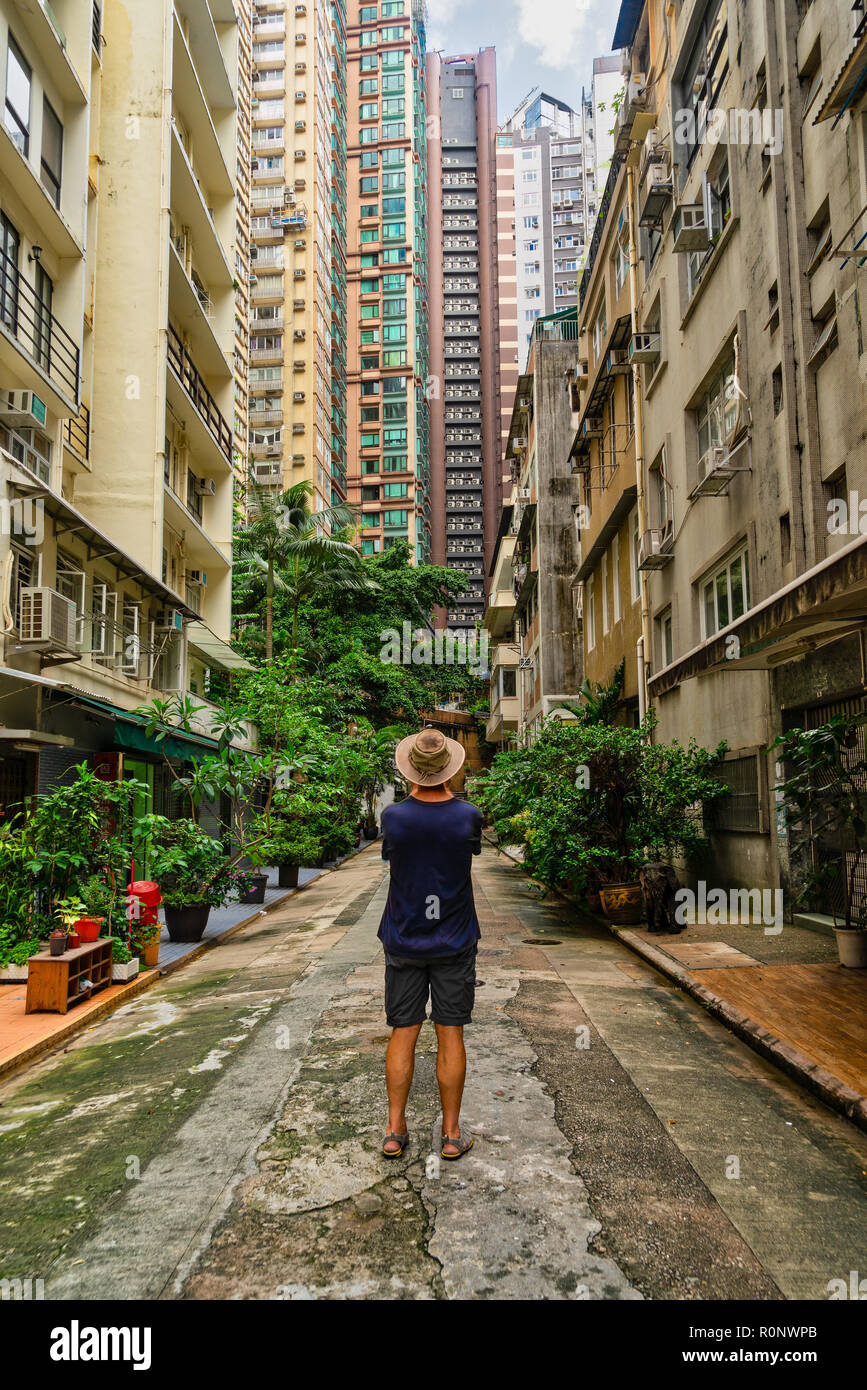 Ansicht von hinten von einem Mann ein Foto, Prince's Terrasse, Hongkong, China Stockfoto