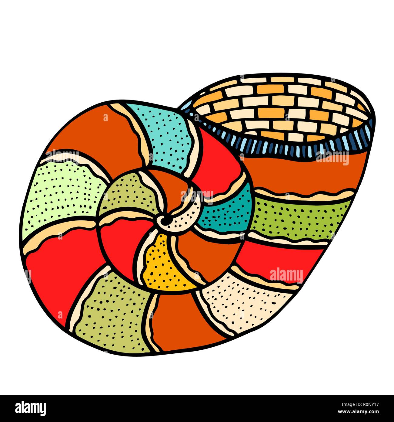 Seashell Vector Illustration. Zentangle. Hand artwork gezeichnet Stock Vektor