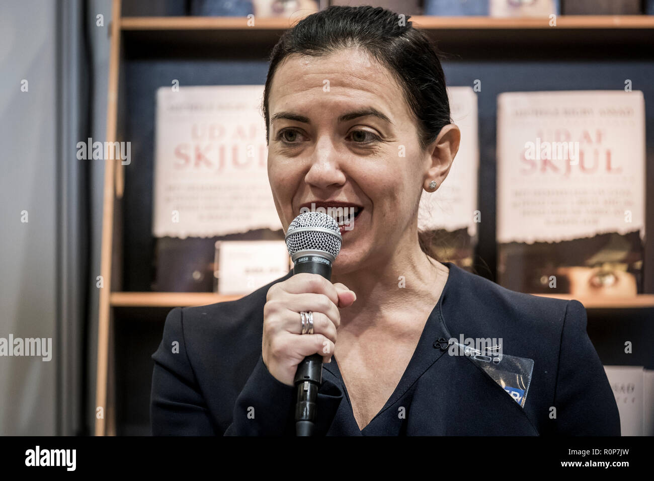 Dänemark, Kopenhagen - 26. Oktober 2018. Der ehemalige CIA-Undercover Agent Michele Rigby Assad in einem Interview in der dänischen Buchmesse BogForum 2018 in Kopenhagen gesehen. (Foto: Gonzales Foto - Kim M. Leland). Stockfoto