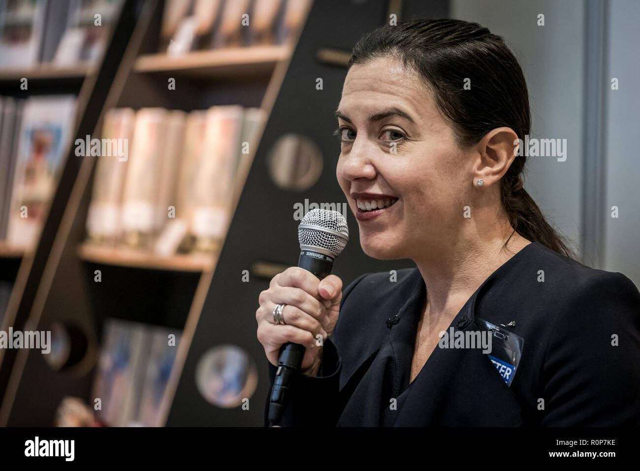 Dänemark, Kopenhagen - 26. Oktober 2018. Der ehemalige CIA-Undercover Agent Michele Rigby Assad in einem Interview in der dänischen Buchmesse BogForum 2018 in Kopenhagen gesehen. (Foto: Gonzales Foto - Kim M. Leland). Stockfoto