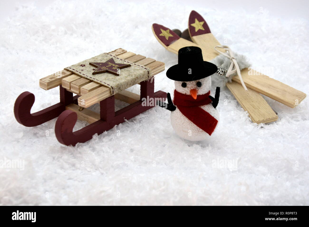 Weihnachten Silvester Schnee Schneemann Stockfoto