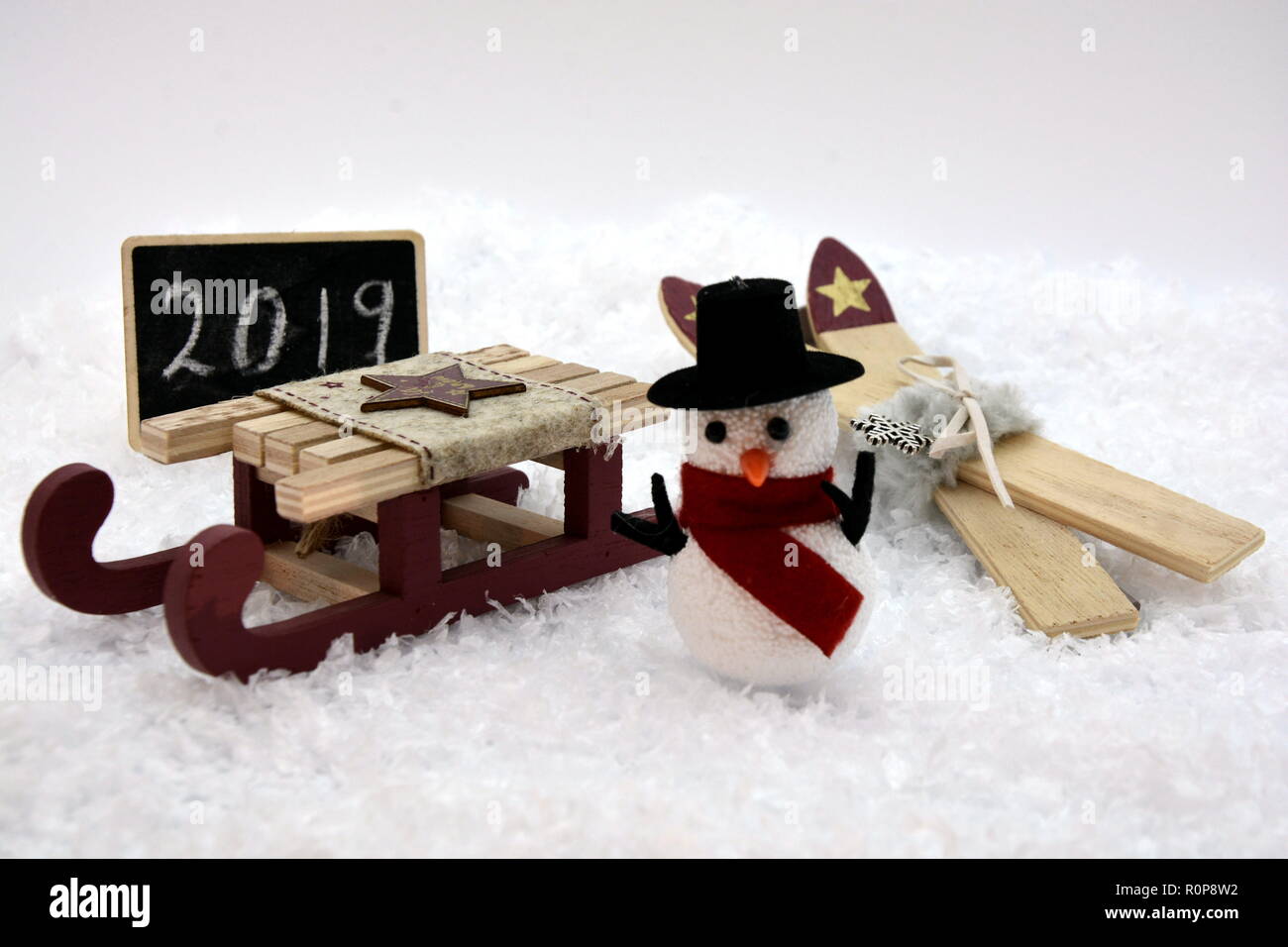 Weihnachten Silvester Schnee Schneemann Stockfoto