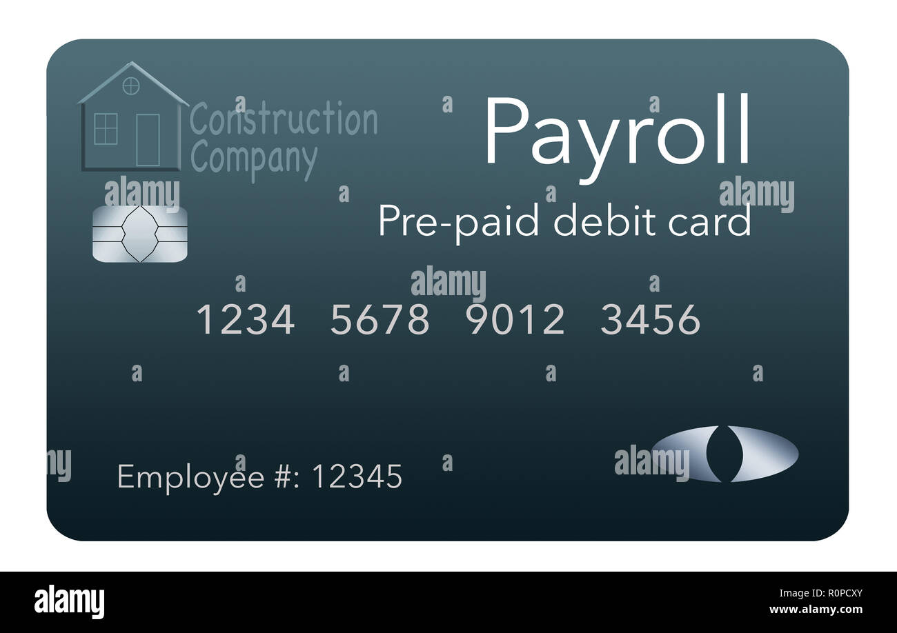 Hier ist ein Lohn- und ec-Karte. Es ist eine vorausbezahlte Karte verwendet die Mitarbeiter ihre gehaltsabrechnung Löhne zu zahlen. Es ist und Illustration. Stockfoto