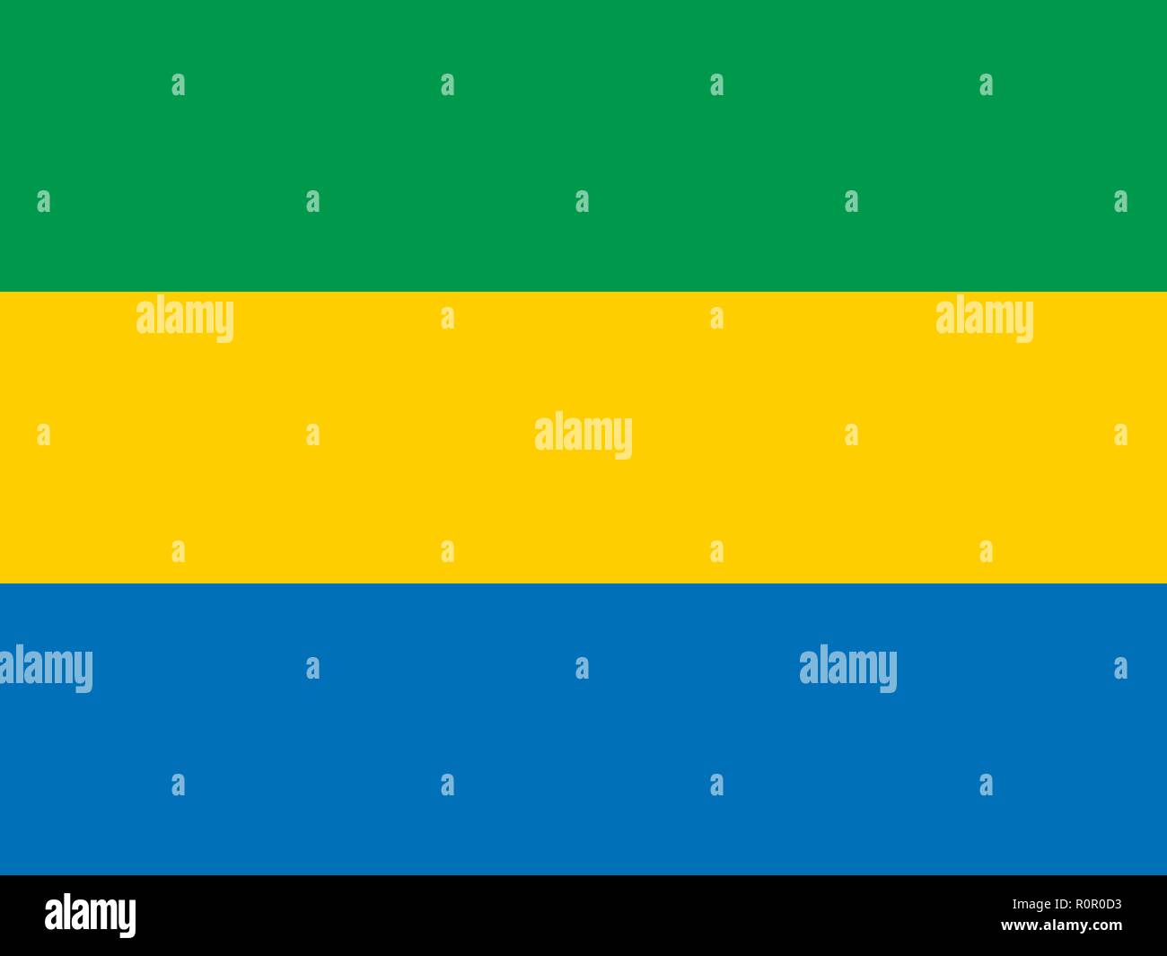 Vektor Bild für Gabun Flagge. Auf der Grundlage der Offiziellen und dem genauen Gabun Flagge Abmessungen (4:3) & Farben (347 c, 116 c und 285 C) Stock Vektor
