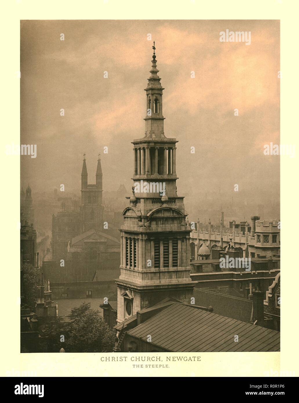 "Christus Kirche, Newgate, der Kirchturm", Mitte - Ende des 19. Jahrhunderts. Schöpfer: Unbekannt. Stockfoto