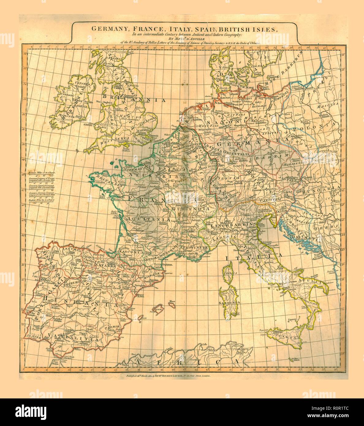 Karte von Europa, 1821. Schöpfer: Unbekannt. Stockfoto