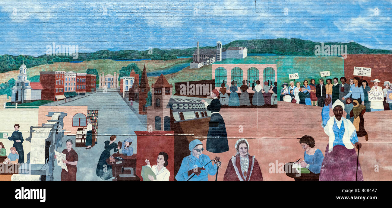 Historische Wandgemälde von Northampton, Massachusetts, USA. Stockfoto