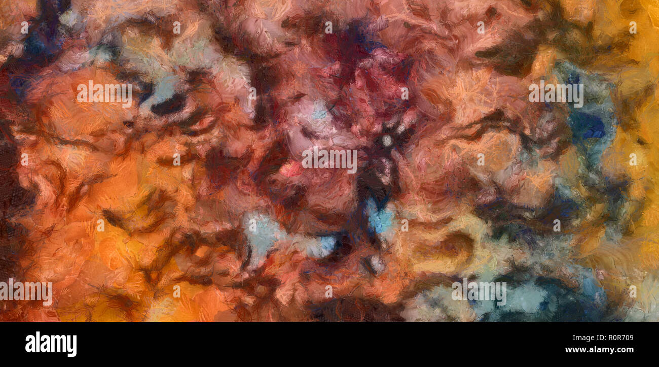 Kreative abstrakte Malerei Hintergrund in Öl. Texturierte Pinselstriche von Farbe. Bunte Design Pattern. Künstlerische Zeichnung grunge Textur. Aquarell mi Stockfoto