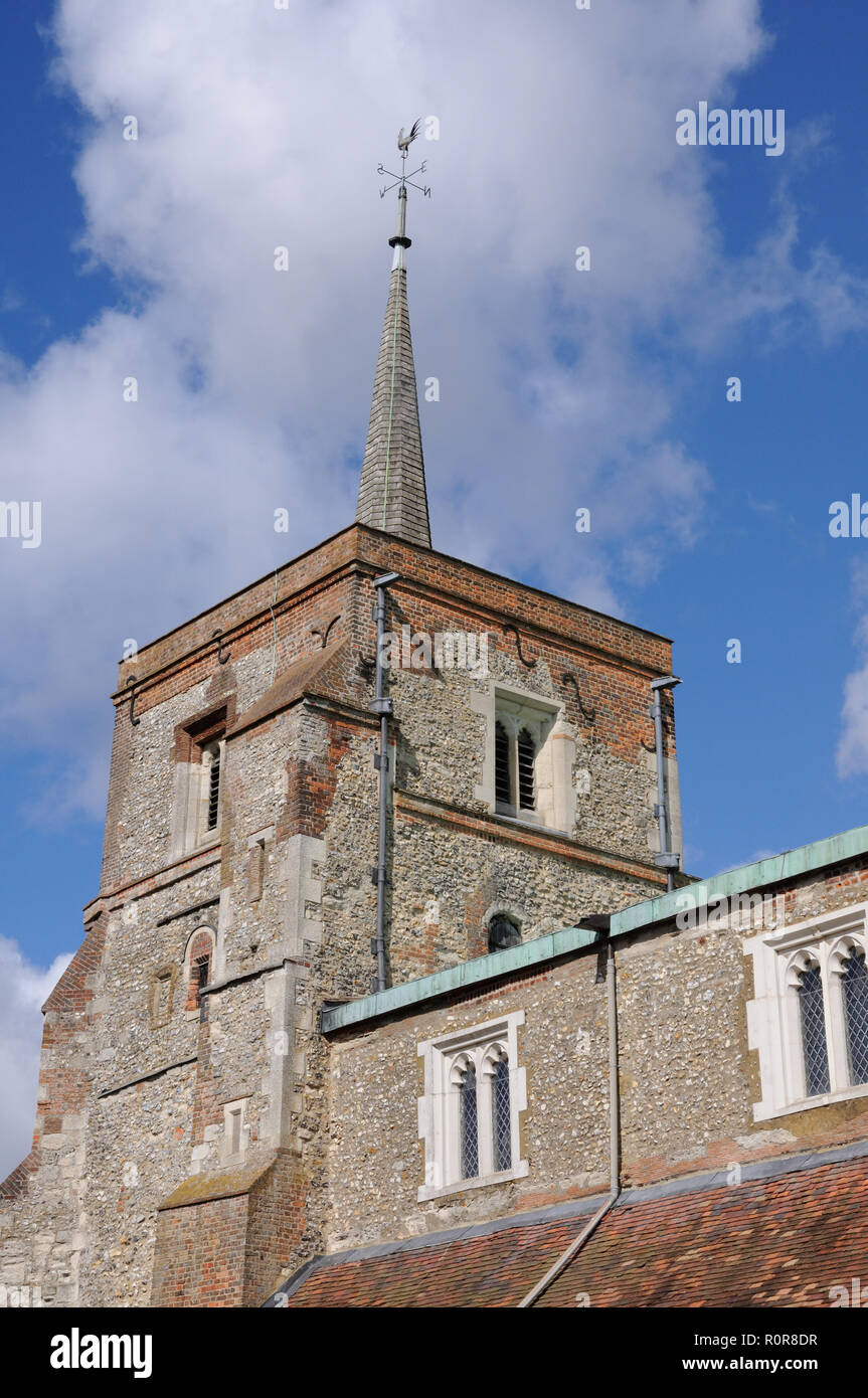 St Leonard's Kirche, Flamstead, Hertfordshire, wurde im späten 19. Jahrhundert restauriert und bewahrt die Eigenschaften von den Normannen zu Georgische Zeit Stockfoto