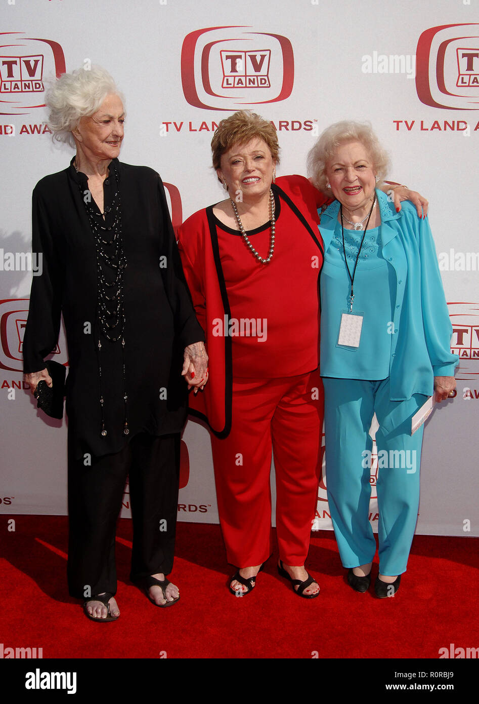 Die Golden Girls - Bea Arthur - Rue - Clanahan und Betty White - 6 TV Land Awards 2008 an der Barker Hangar in Los Angeles. in voller Länge Auge con Stockfoto