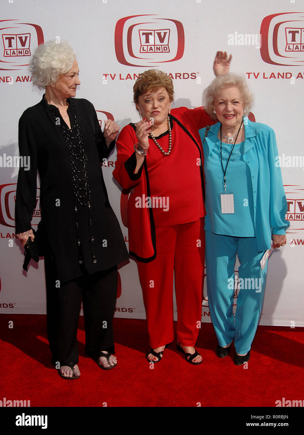 Die Golden Girls - Bea Arthur - Rue - Clanahan und Betty White - 6 TV Land Awards 2008 an der Barker Hangar in Los Angeles. in voller Länge Auge con Stockfoto