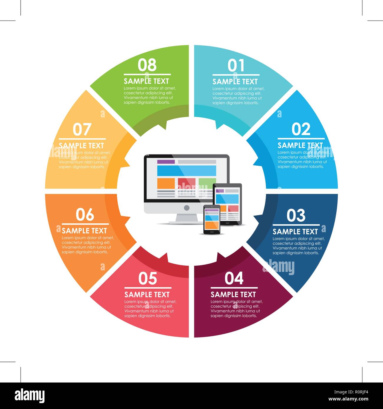 Web responsive Design runden info Grafik. Vector Illustration Stock Vektor