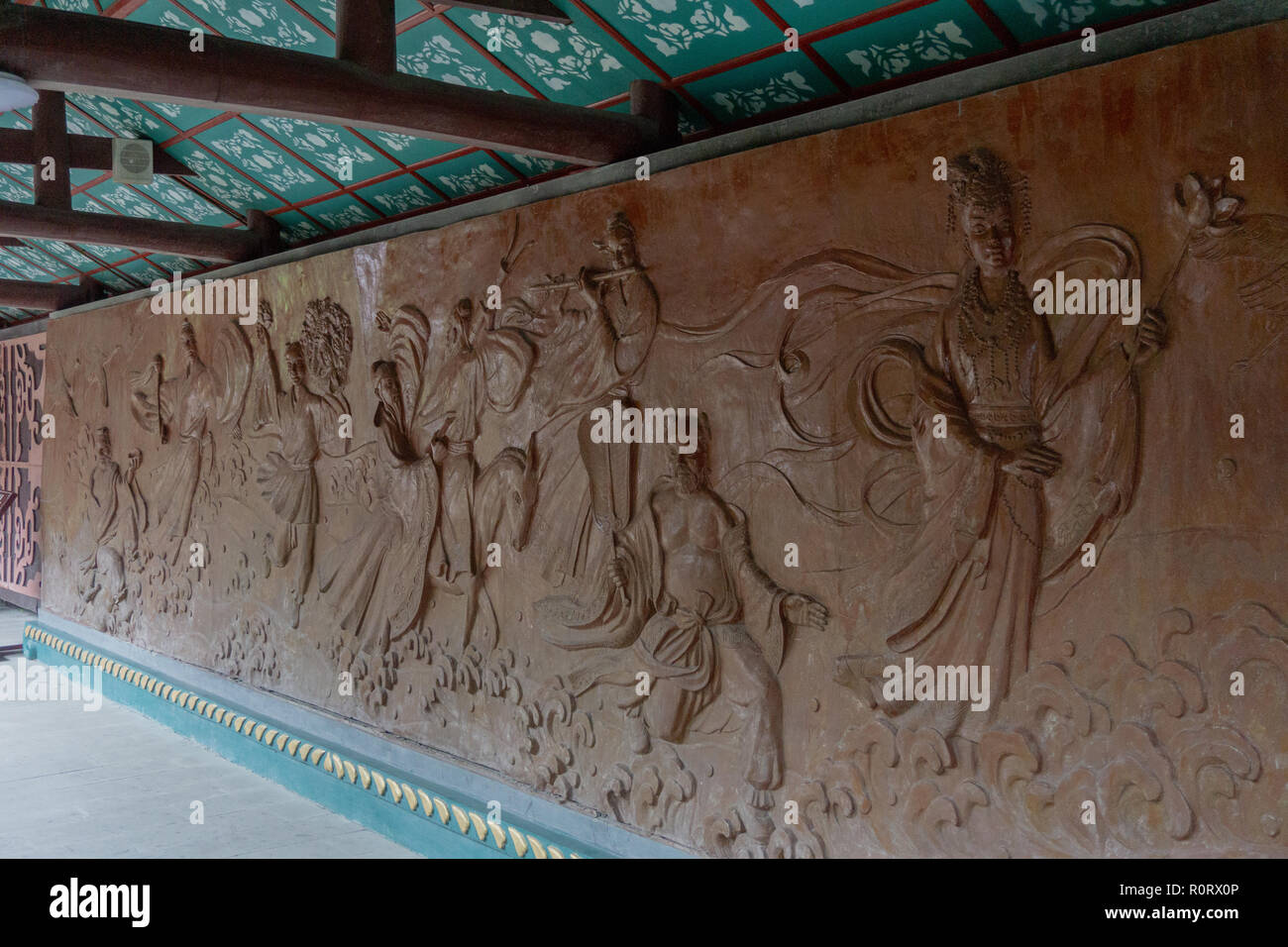 Wand Skulptur in Shibaozhai Tempel Stockfoto