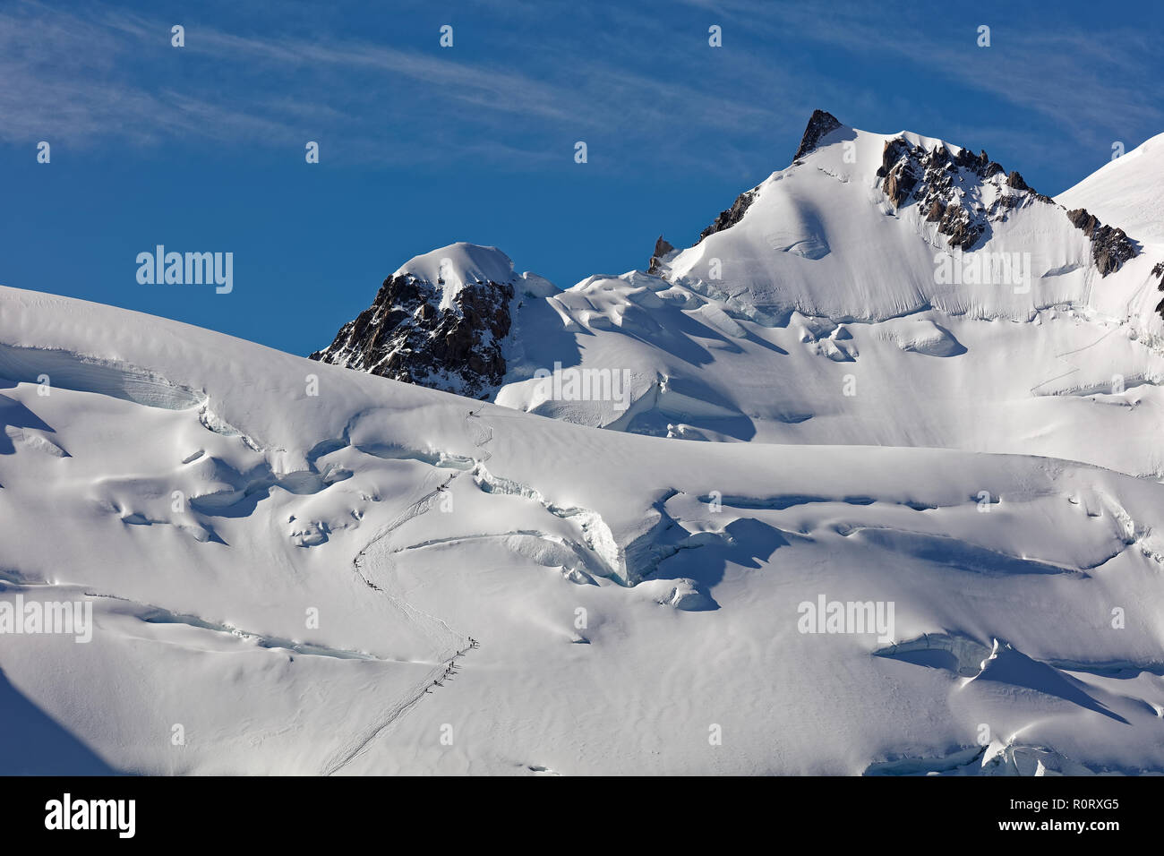 Pointe Lachenal, Chamonix, Frankreich, AuvergneRh ôneAlpes. Kletterer