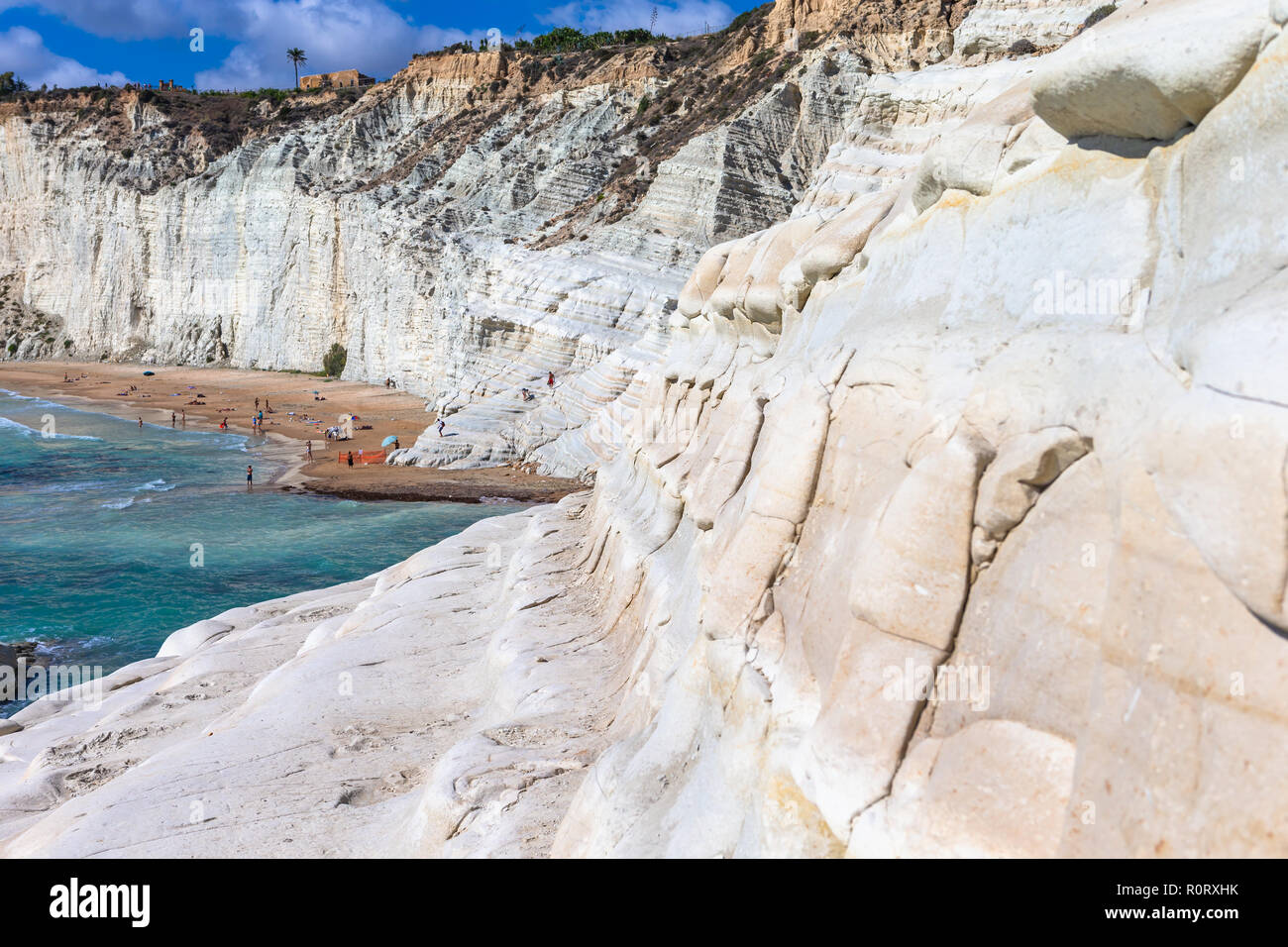 Scala dei Turchi. Eine felsige Klippe an der Küste von Realmonte, in der Nähe von Porto Empedocle, Sizilien, Agrigento, Italien. Stockfoto