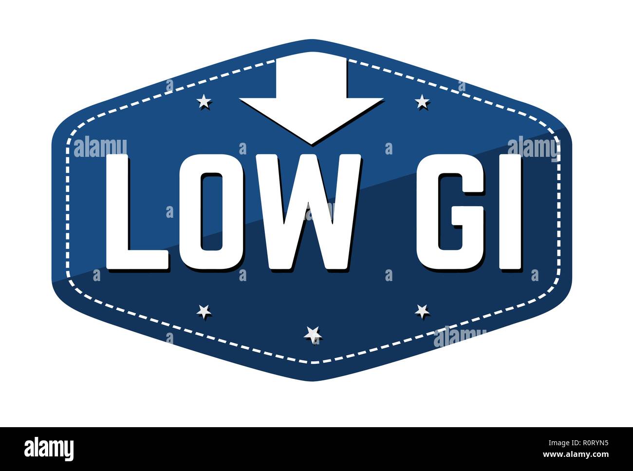 Niedrigen glykämischen Index (GI) Aufkleber oder Sticker auf weißem Hintergrund, Vector Illustration Stock Vektor