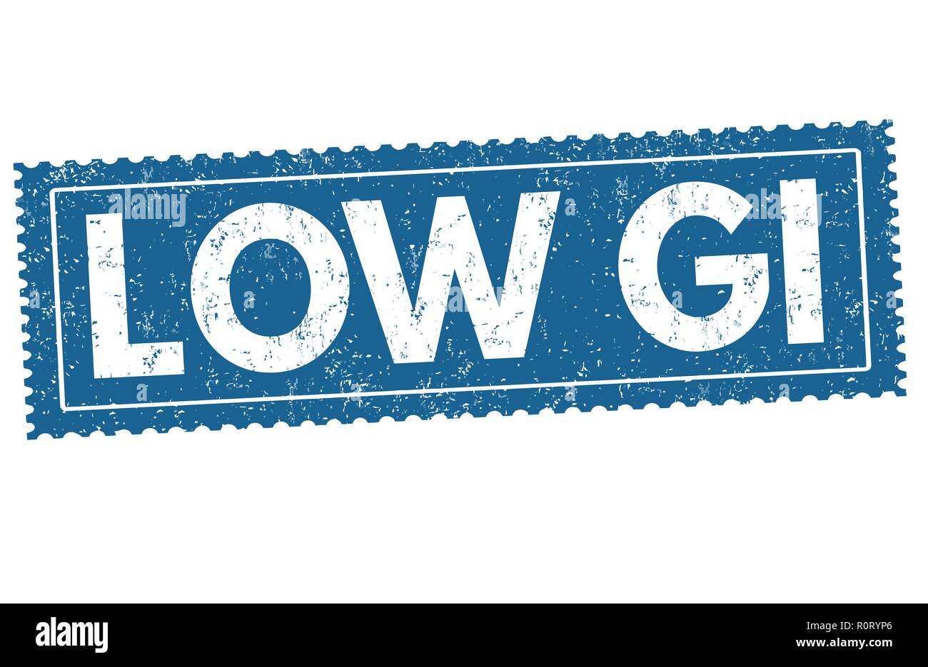 Niedrigen glykämischen Index (GI) Zeichen oder Stempel auf weißem Hintergrund, Vector Illustration Stock Vektor