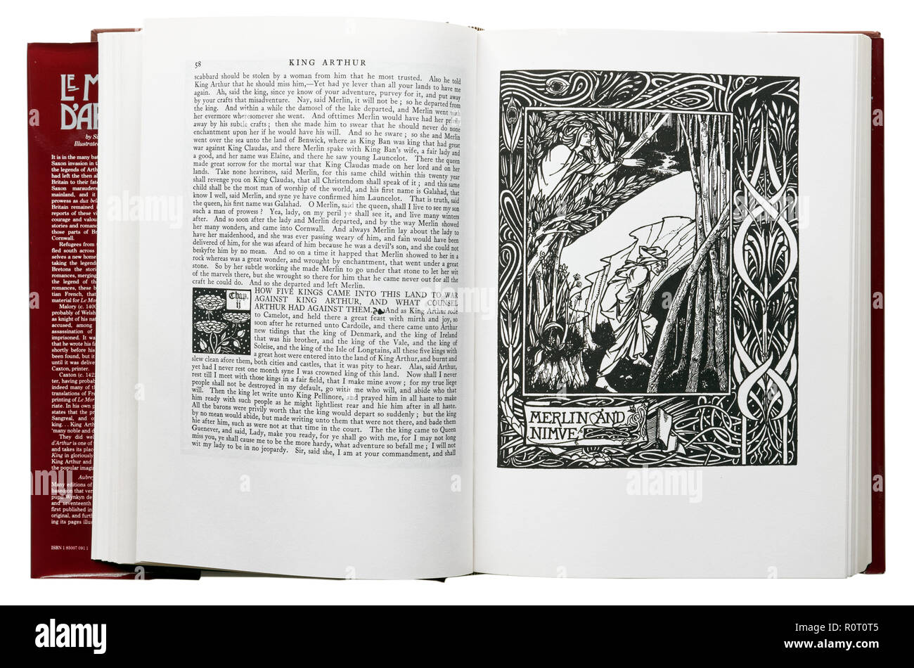 Le Morte d'Arthur von Sir Thomas Malory. Abbildung: Merlin und Nimue von Aubrey Beardsley Stockfoto