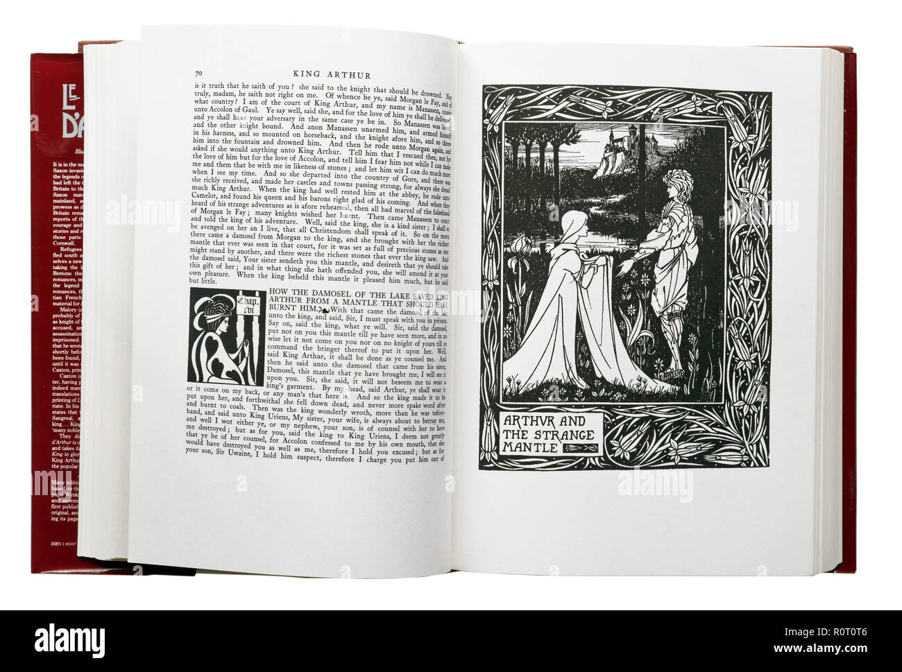 Le Morte d'Arthur von Sir Thomas Malory. Abbildung: Arthur und die seltsame Mantel von Aubrey Beardsley Stockfoto