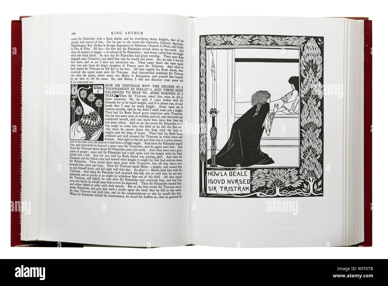 Le Morte d'Arthur von Sir Thomas Malory. Abbildung, wie La Beale Isoud pflegte Sir Tristram von Aubrey Beardsley Stockfoto