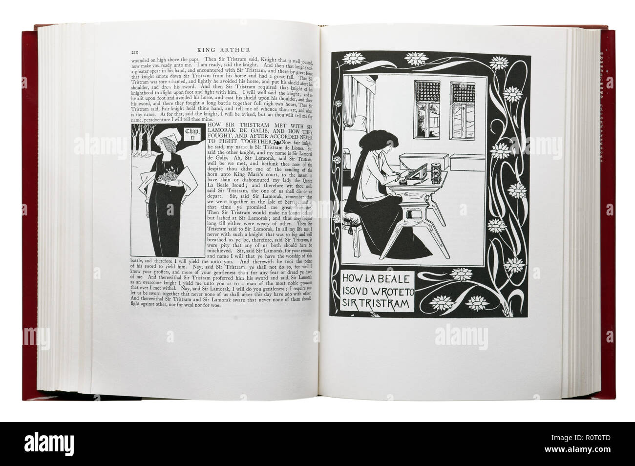 Le Morte d'Arthur von Sir Thomas Malory. Abbildung, wie La Beale Isoud schrieb Sir Tristram von Aubrey Beardsley Stockfoto