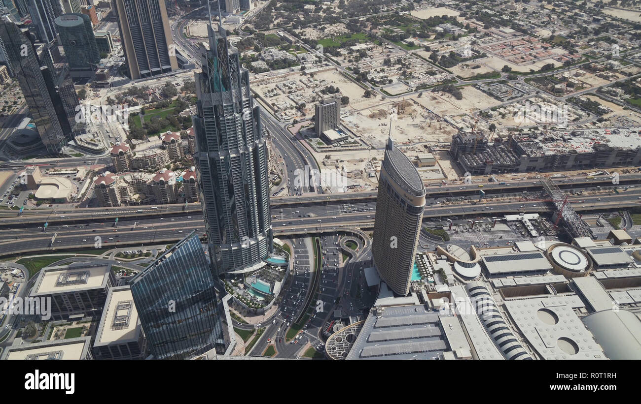 Moderne Architektur in Downtown Dubai Blick von oben Stockfoto