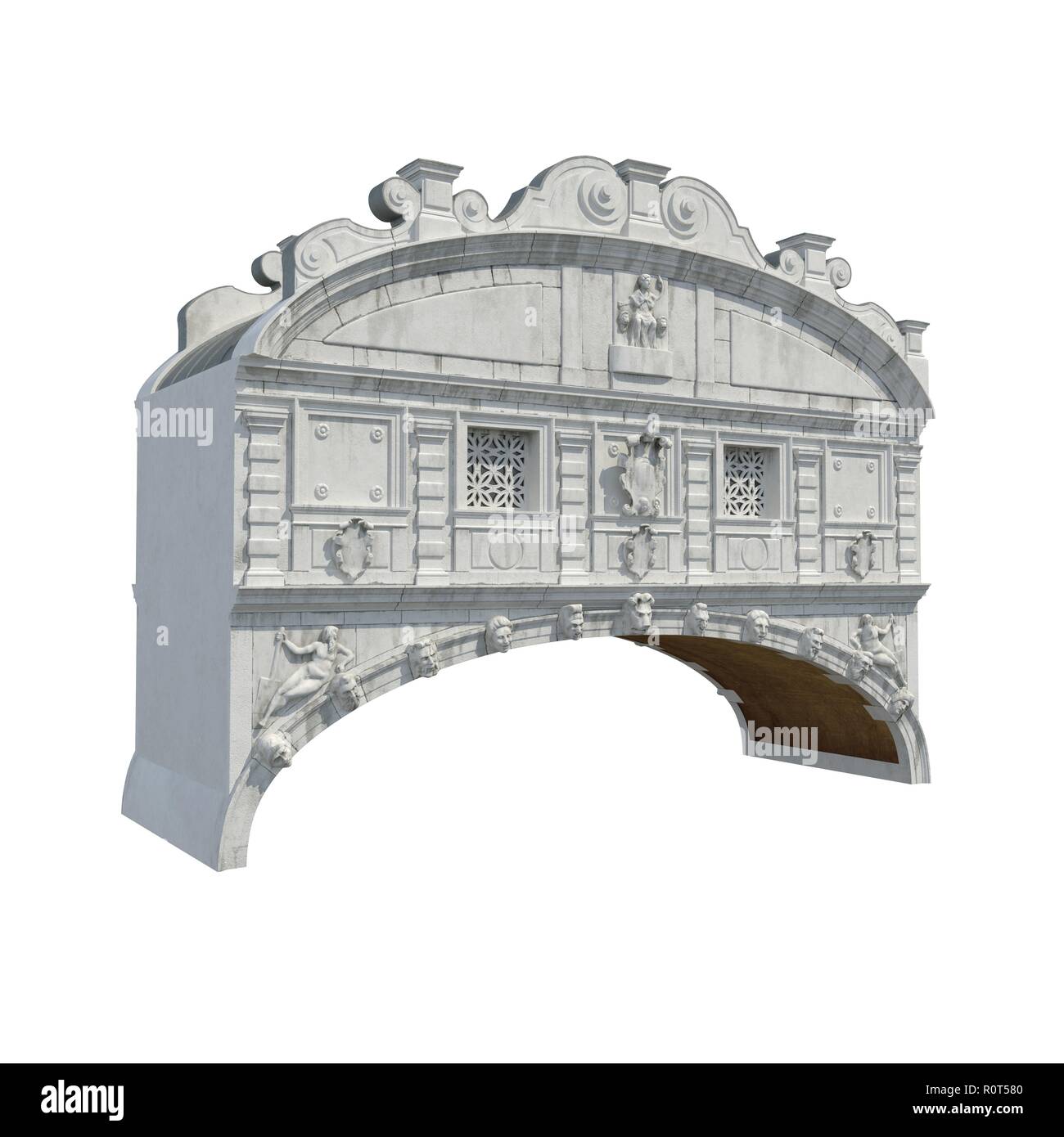 Seufzerbrücke in Venedig auf Weiß. 3D-Darstellung Stockfoto