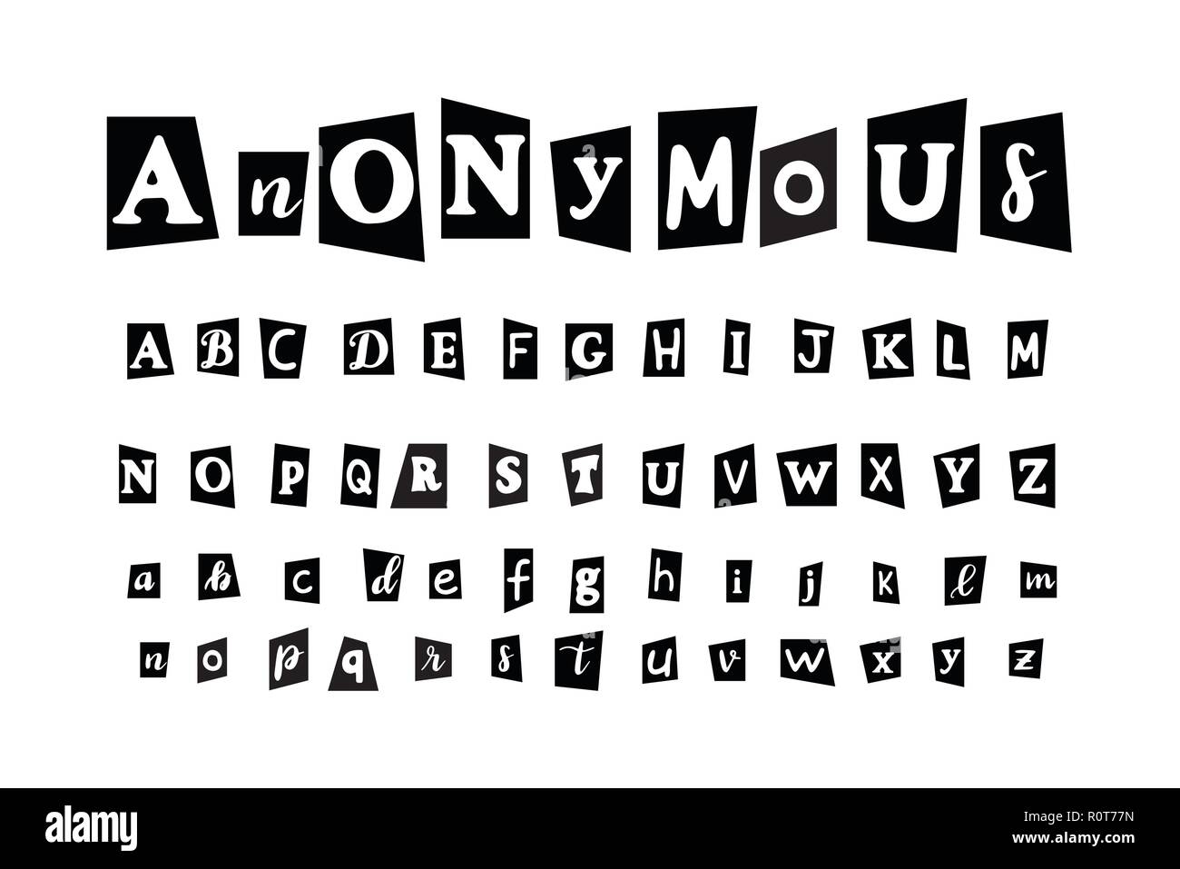 Anonymes Schreiben für geheime Nachricht und Verschwörung eingestellt Stock Vektor
