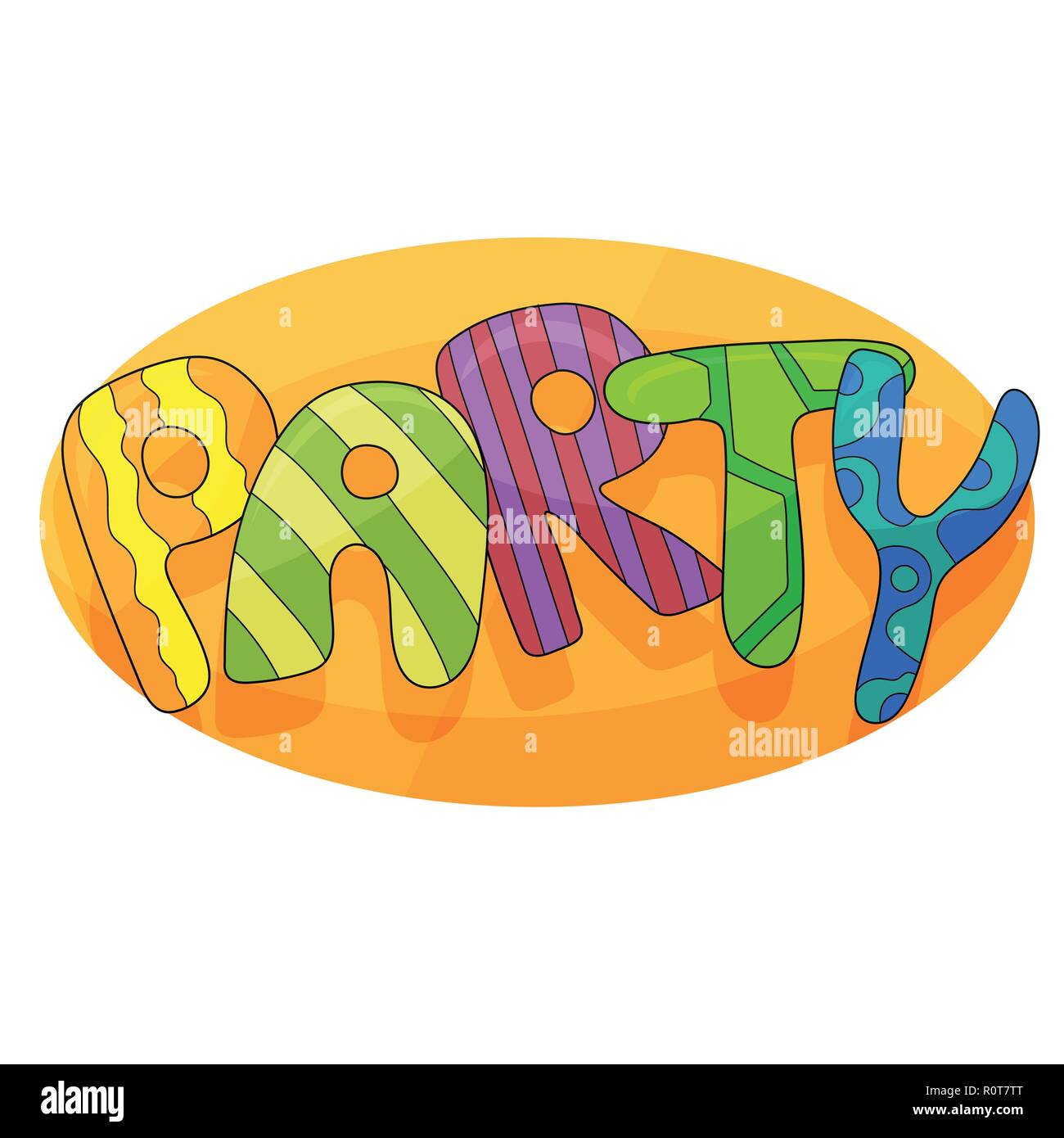 Banner für Kinder Partei im Comic-stil mit Hintergrund. Für Spaß und Spiel, Kinder Spiel raum für Geburtstagsparty. Plakat für kinderspielzimmer eingerichtet Stock Vektor