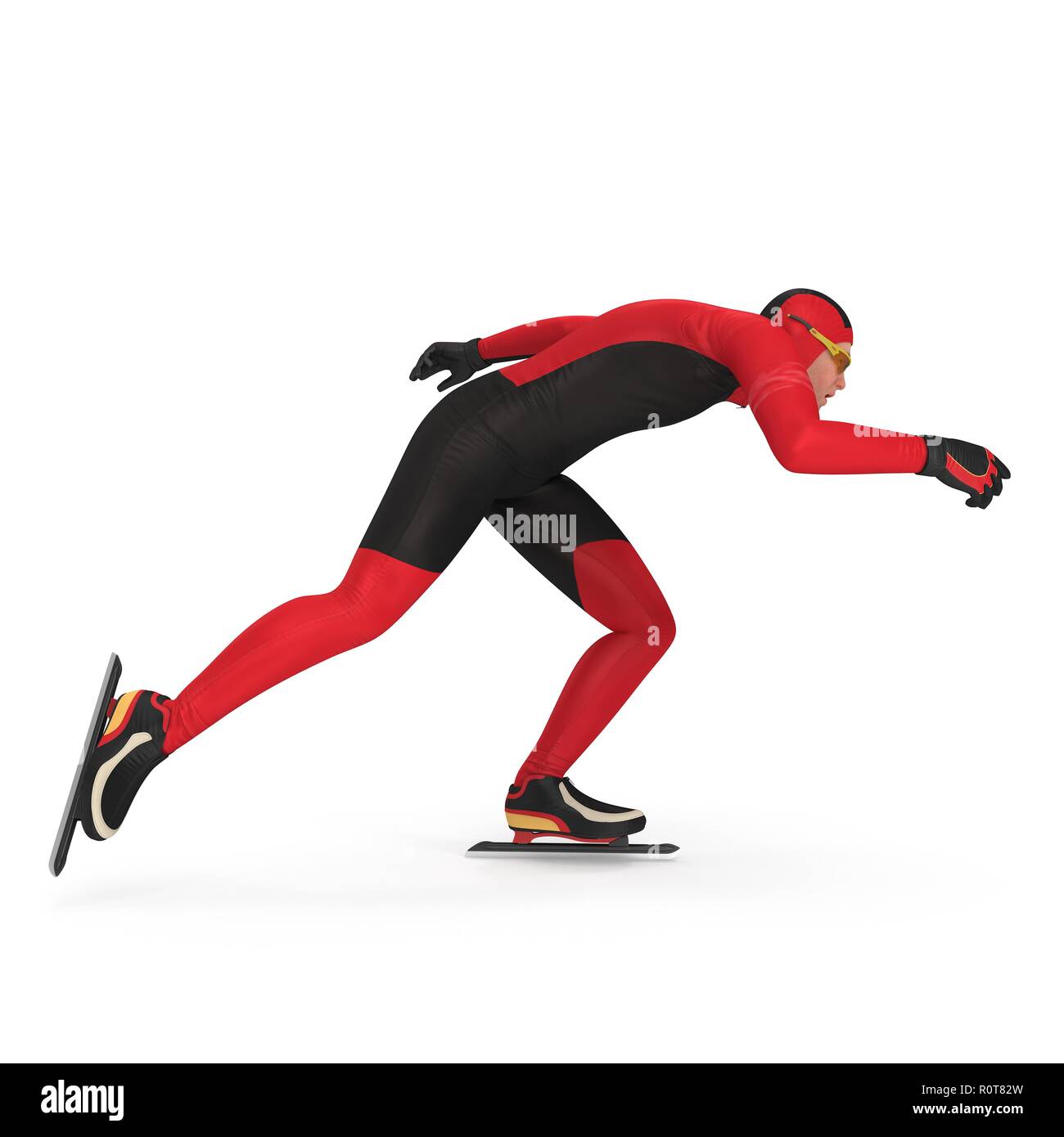 Geschwindigkeit Skater auf Weiß. 3D-Darstellung Stockfoto