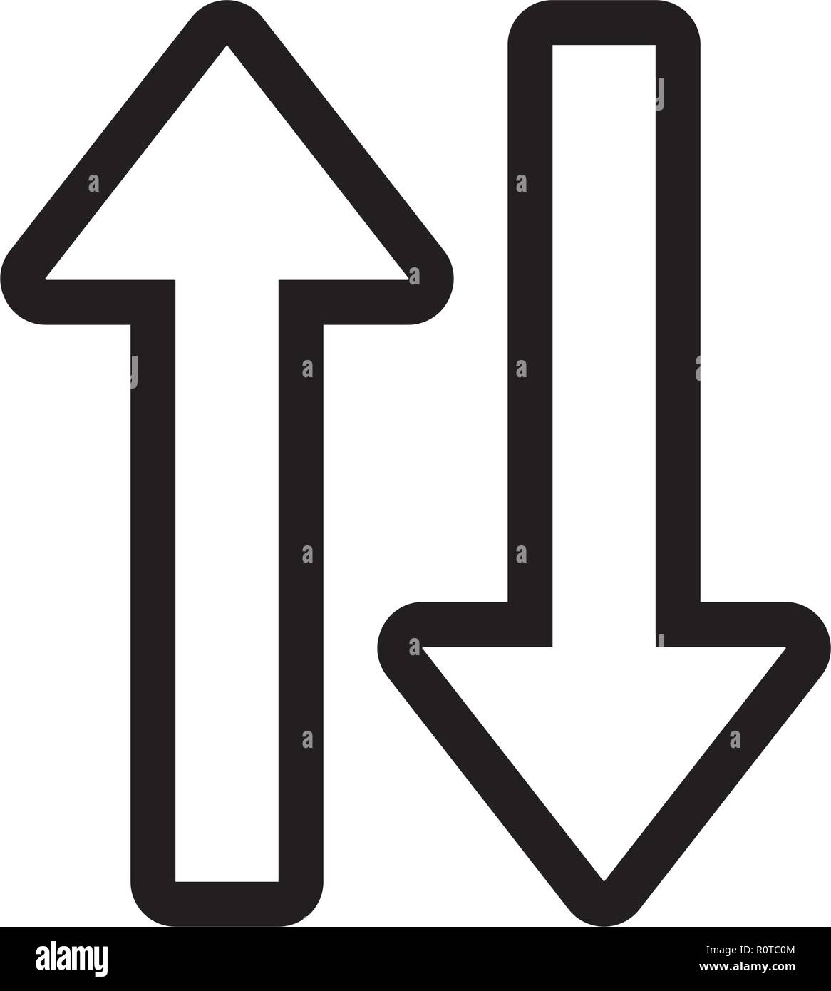 Die Pfeile nach oben und unten Infografik Vector Illustration Design Stock Vektor