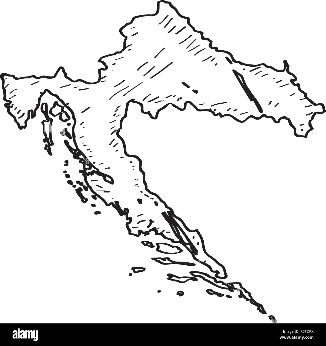 Skizze einer Karte von Kroatien Stock Vektor