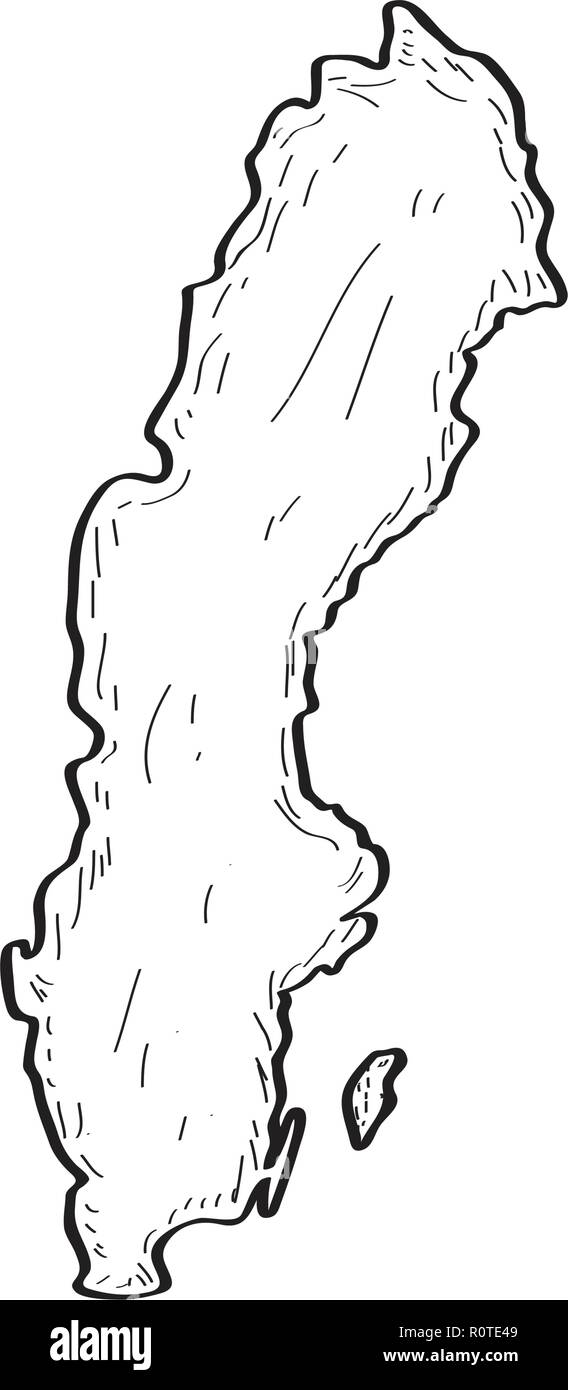 Skizze einer Landkarte über Schweden Stock Vektor