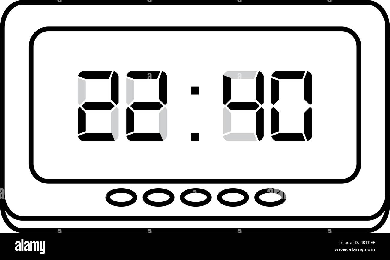 Digitale Uhrzeit auf weißem Hintergrund Vector Illustration Stock- Vektorgrafik - Alamy