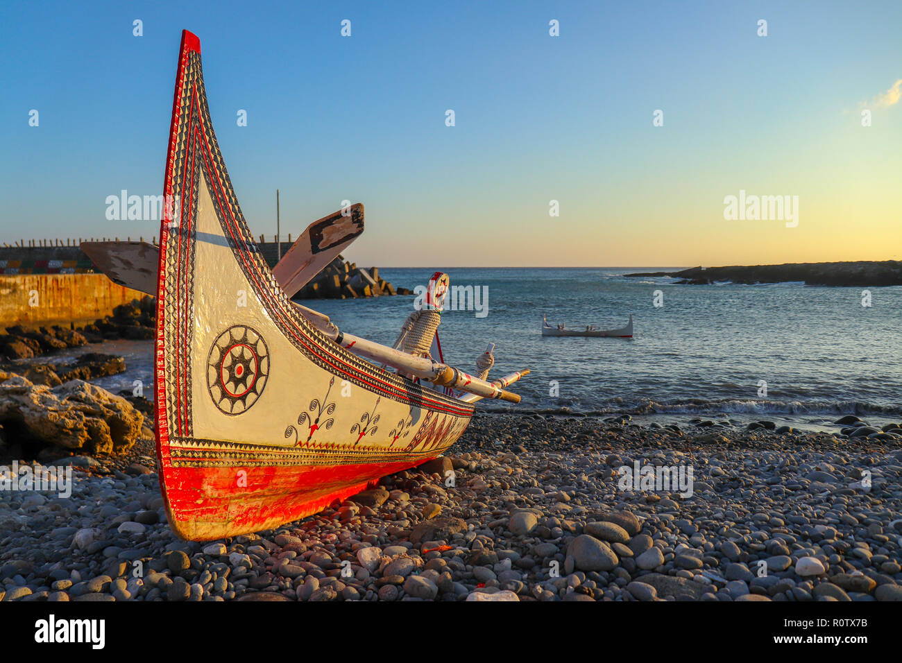 Aboriginal Fischerboot auf Orchid Island, Taiwan. Stockfoto
