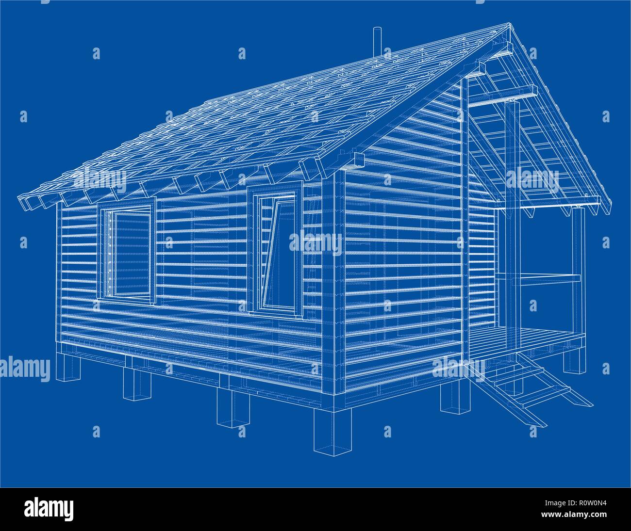 Skizze des Kleinen Hauses. Vektor Rendering von 3d Stock Vektor