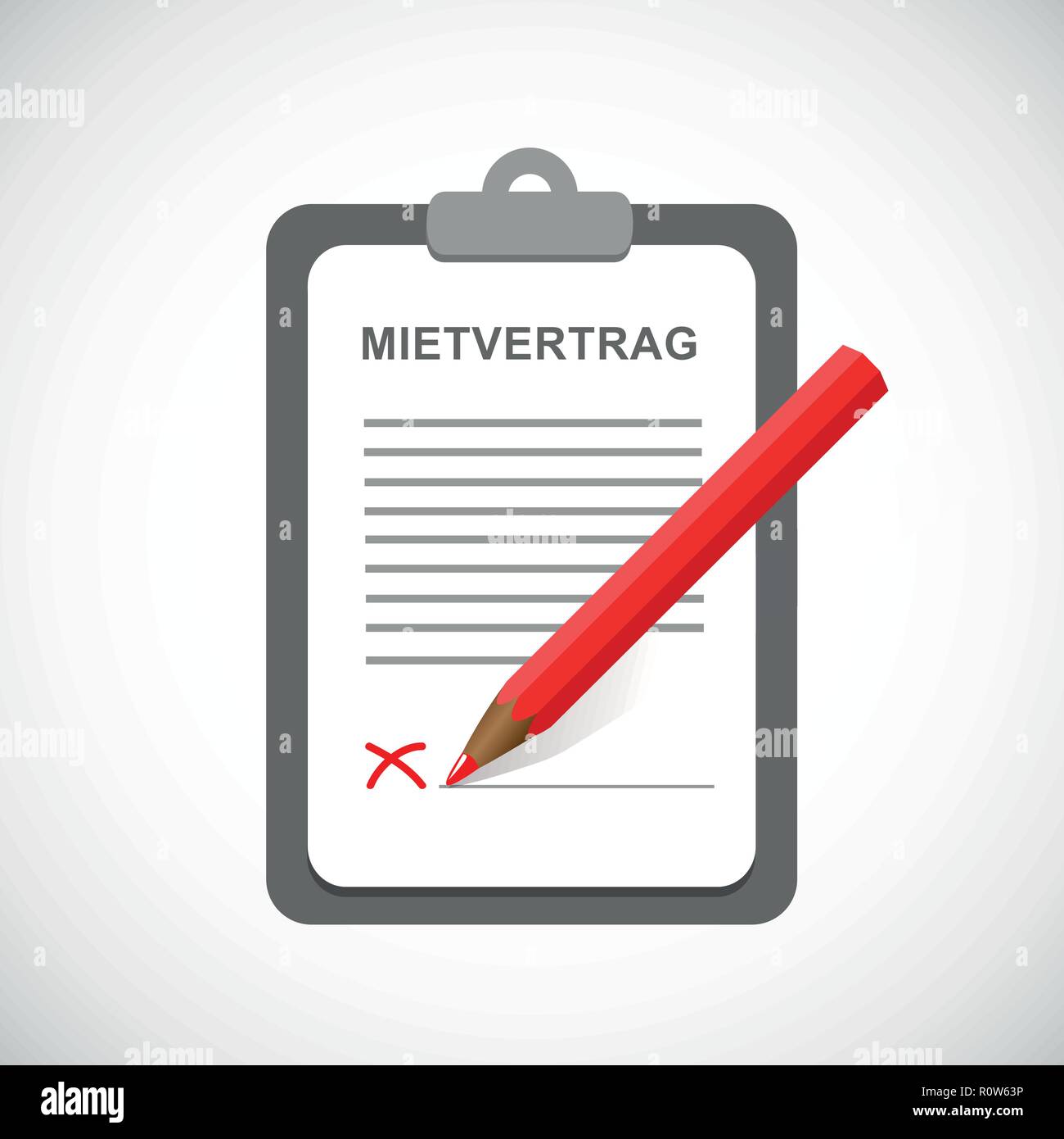 Mietvertrag Zwischenablage und roten Bleistift Vektor-illustration EPS 10. Stock Vektor