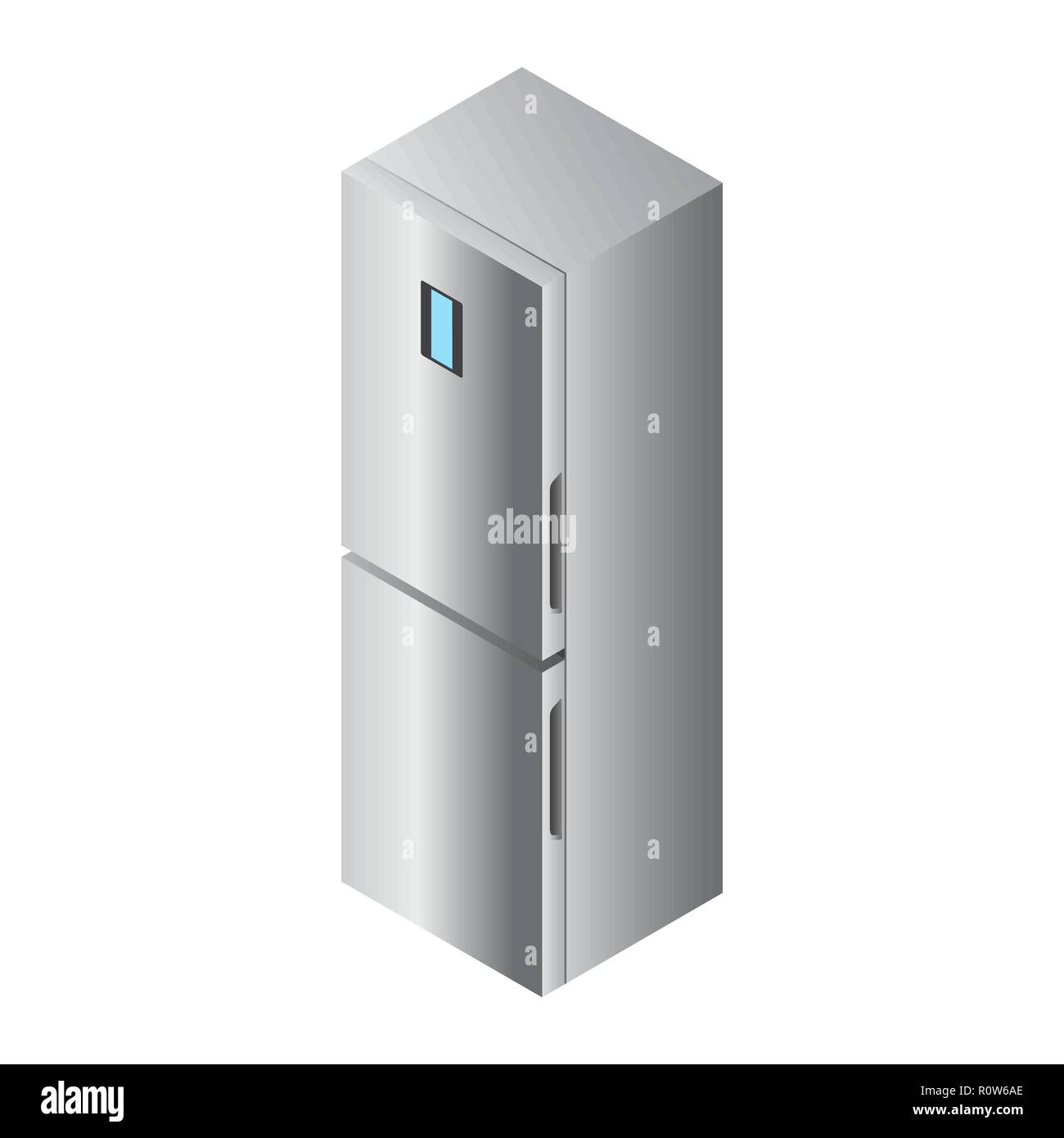 Realistische detaillierte isometrische 3D-Kühlschrank, Kühlschrank Symbol Stock Vektor