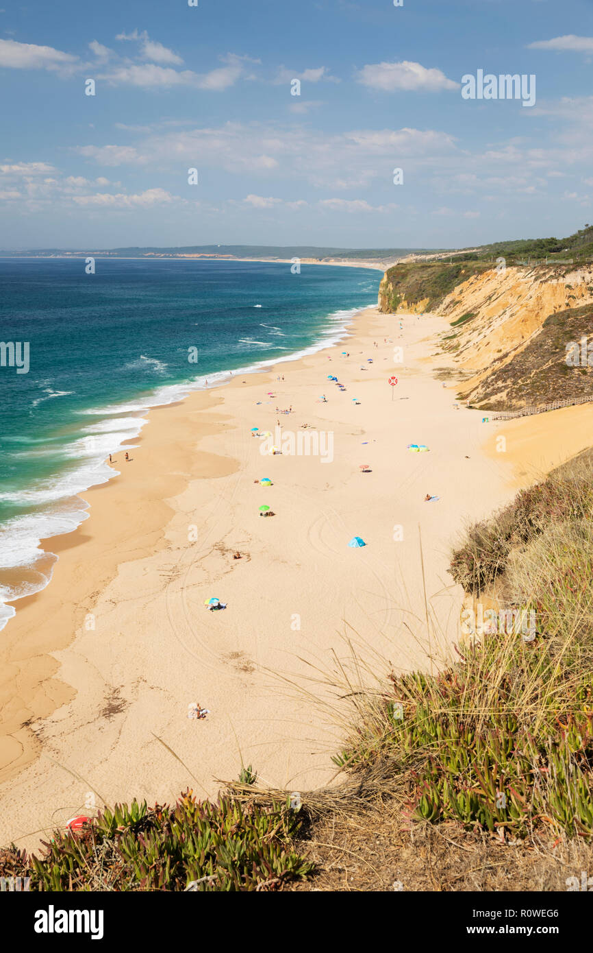 Praia das Bicas Beach in der Nähe von Cabo Espichel, Aldeia do Meco, Costa da Caparica, die Gemeinde von Sesimbra, Setubal, Lissabon, Portugal Stockfoto