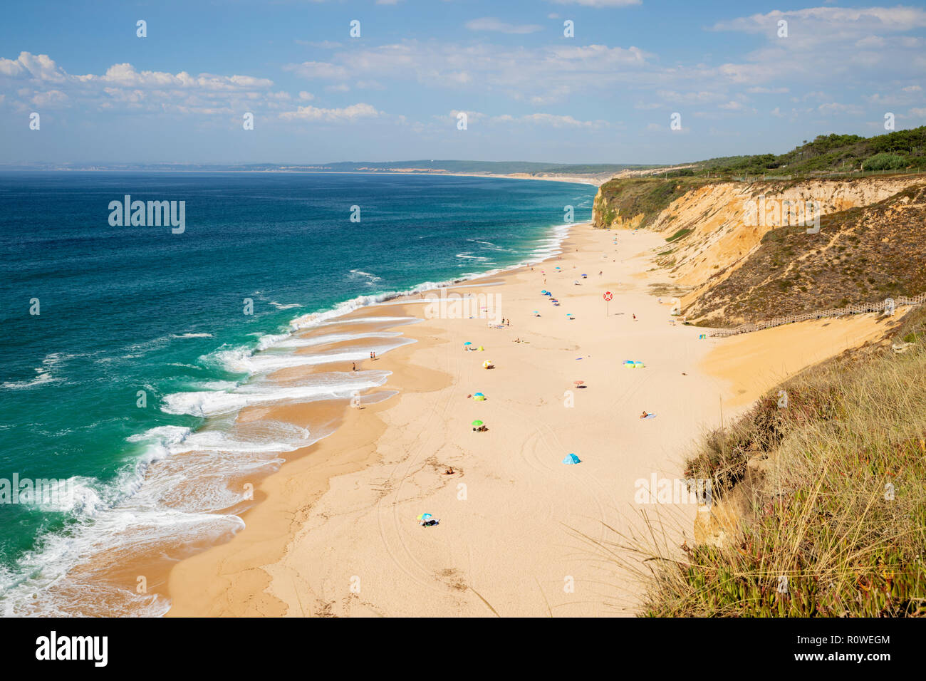 Praia das Bicas Beach in der Nähe von Cabo Espichel, Aldeia do Meco, Costa da Caparica, die Gemeinde von Sesimbra, Setubal, Lissabon, Portugal Stockfoto