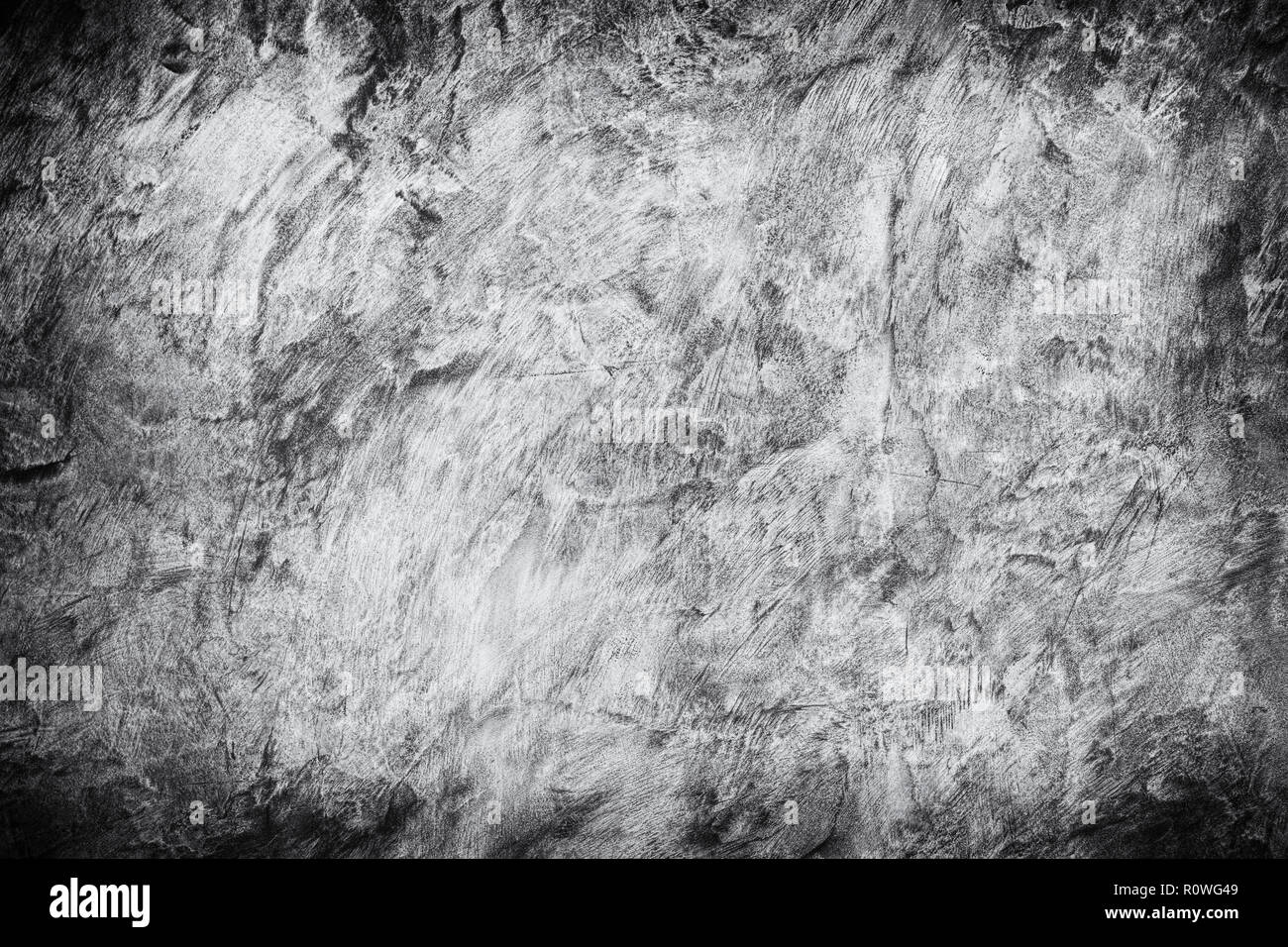 Abstrakte Dunkelgraue Wand Beton Texturen Hintergrund rauh mit vignette Hohe Auflösung Hintergrund für Design blackdrop oder Overlay Gips Farbe Stockfoto