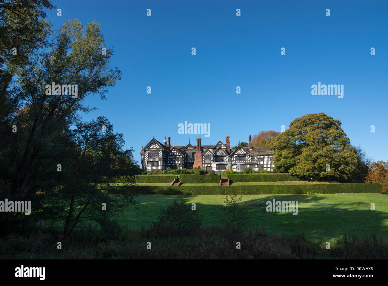 Bramhall Hall, einem Holz gerahmt Tudor House in der Nähe von Stockport, Greater Manchester, England. Stockfoto