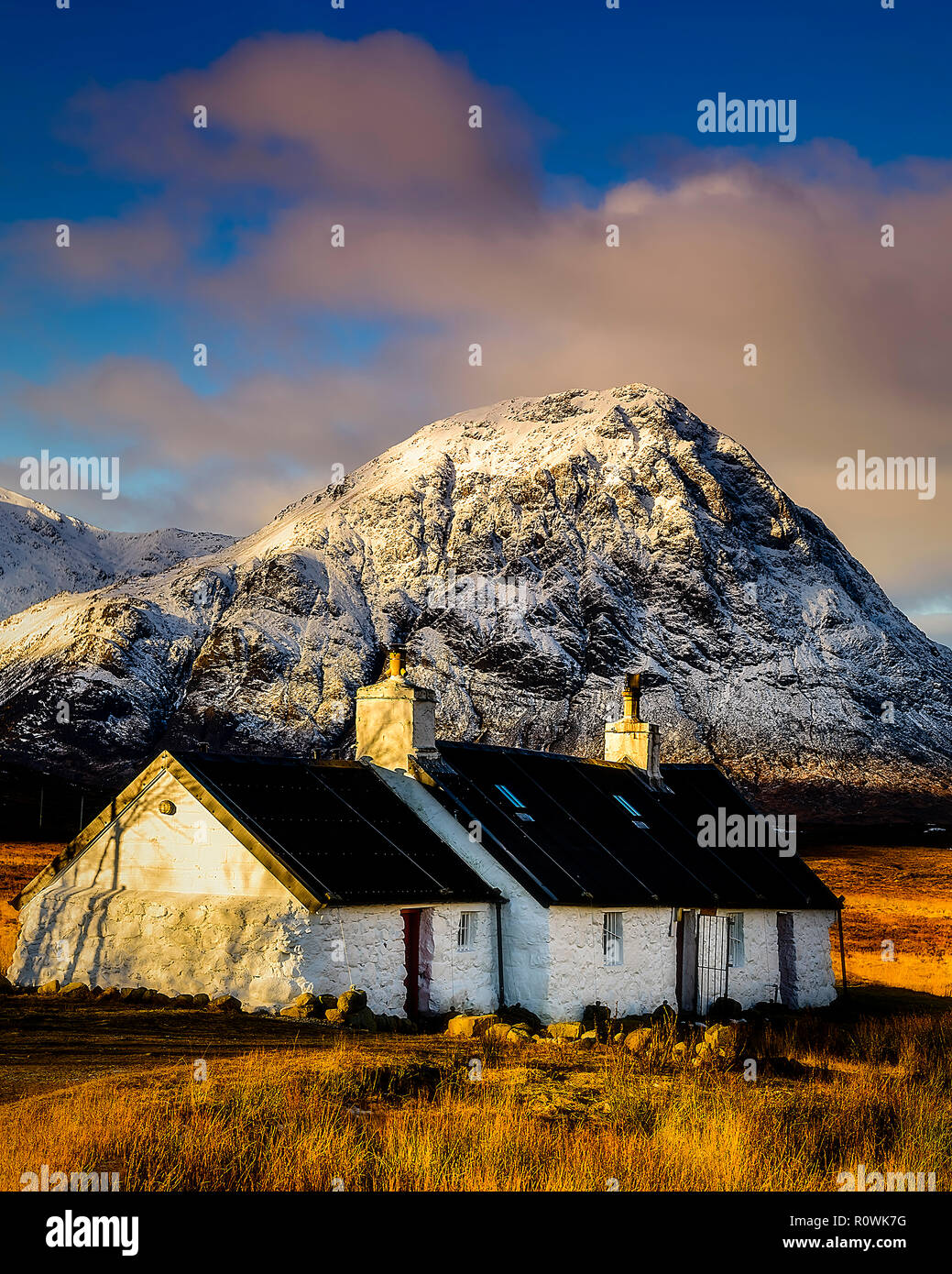 Schwarzer Rock Cottage, Glen Coe, Schottland Stockfoto