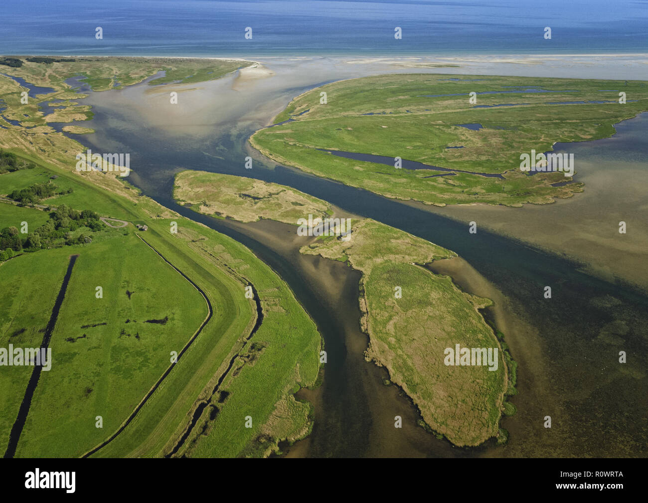 NP Vorpommerische Boddenlandschaft, Fischland-Darß-Zingst, Luftaufnahme Stockfoto